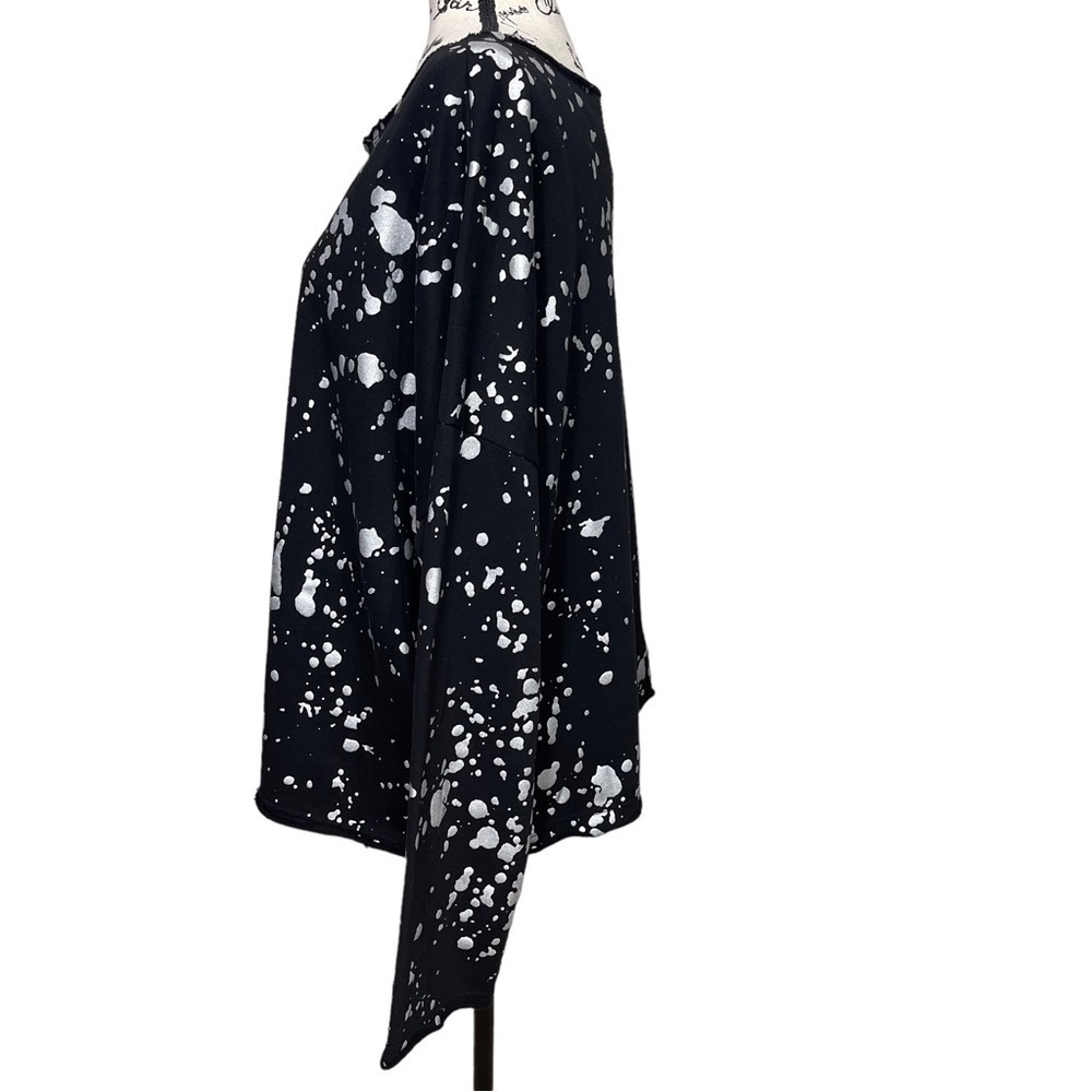 New FATE Boutique Splashed Design Black and Silver Elevated Sweatshirt NWT - Picture 4 of 10